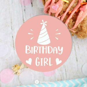 Fondantstempel mini – Birthday girl met feesthoedje