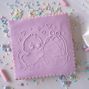 Fondantstempel – Kuiken met paasmandje